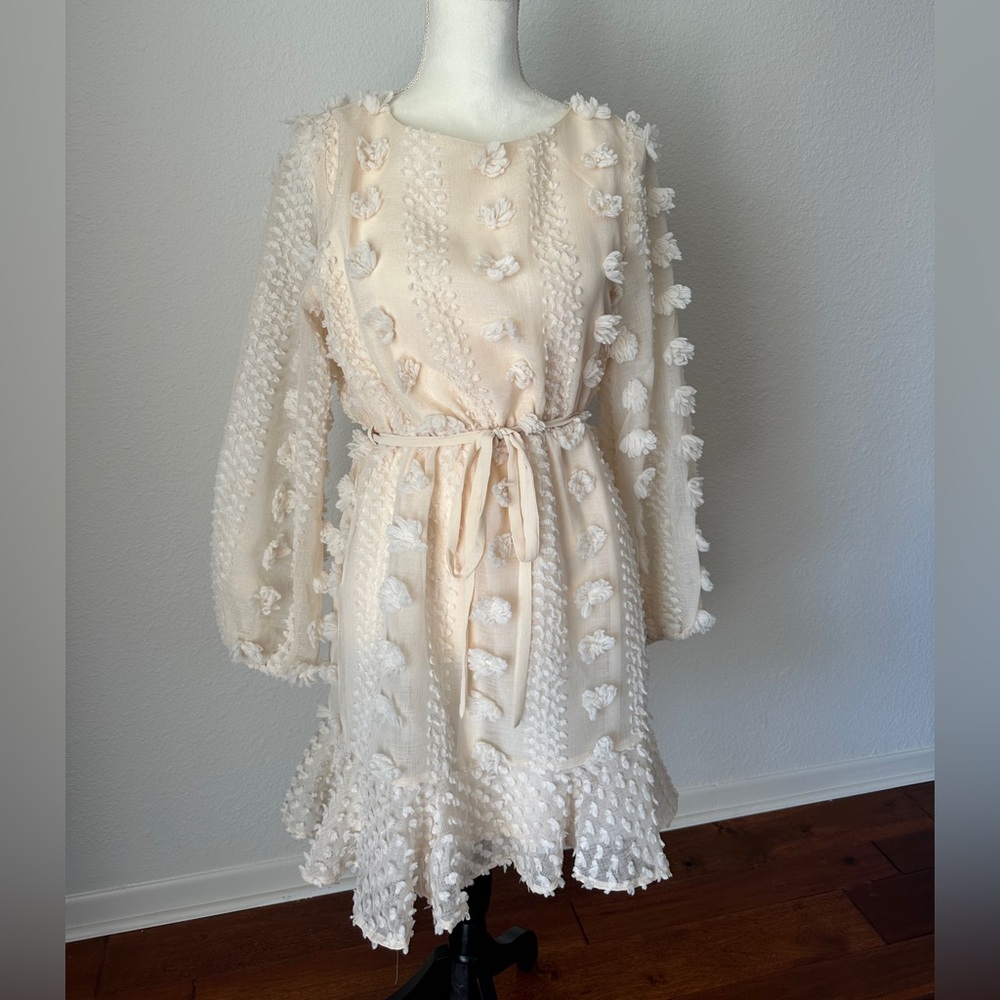 Pink Lily Cream Textured Dress